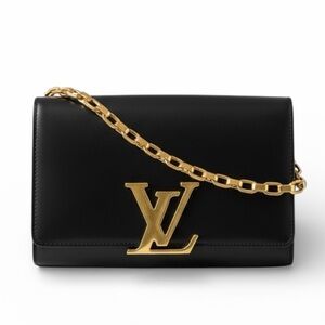 Louis Vuitton Louise Wallet on Chain Black Leather Gold Hardware – Large WOC